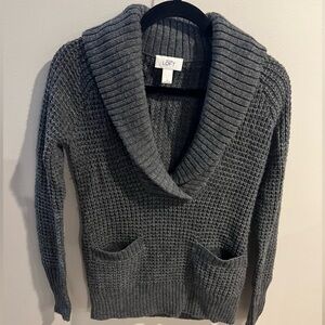 LOFT Charcoal Cowl Neck Sweater